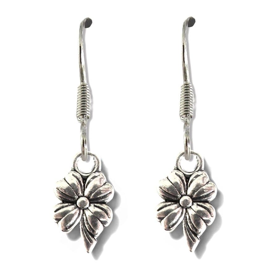 Silver plated flower drop earrings