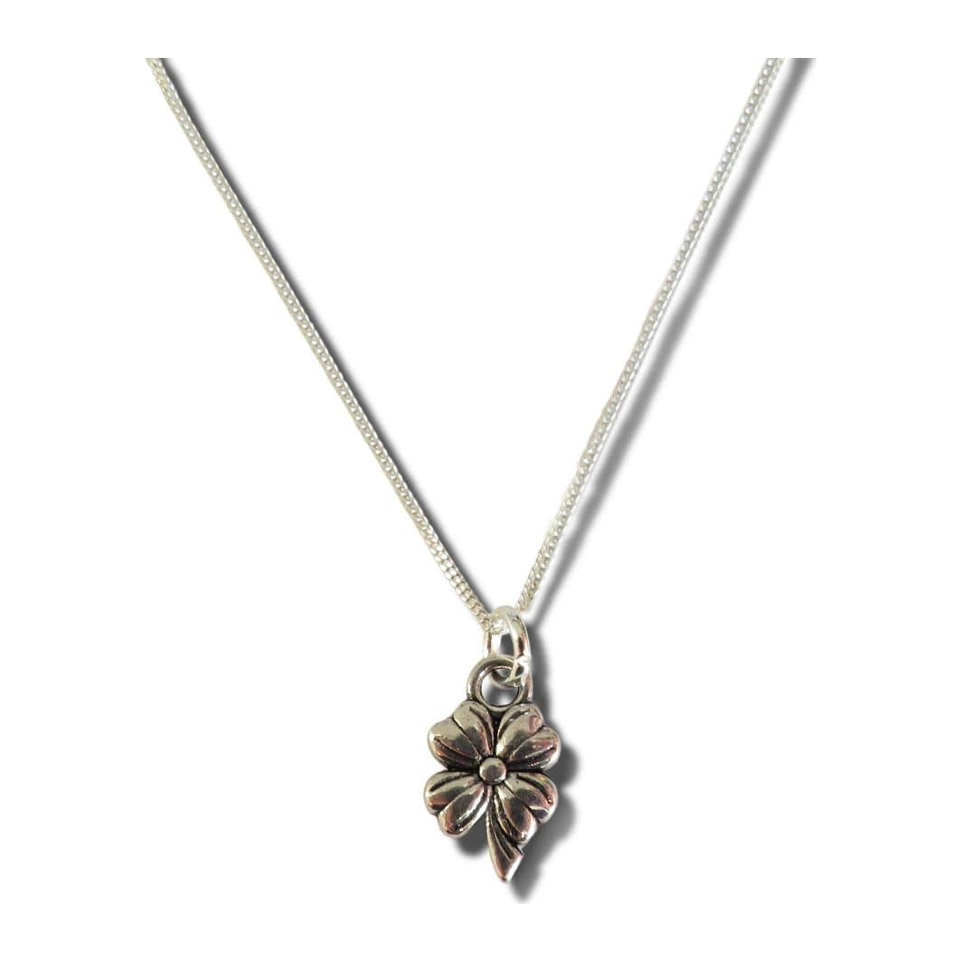Silver flower charm necklace on a 16 inch sterling silver chain