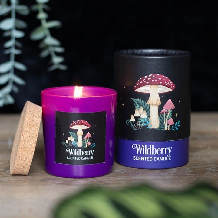 Forest Mushroom Wildberry candle with a mushroom design