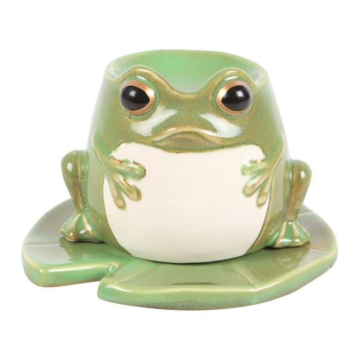 Frog oil burner on a lily pad plate