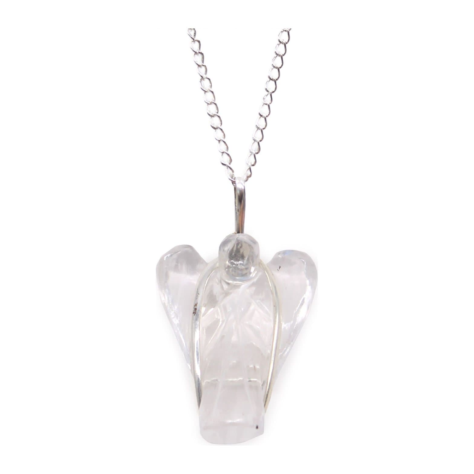 Rose quartz guardian angel pendant