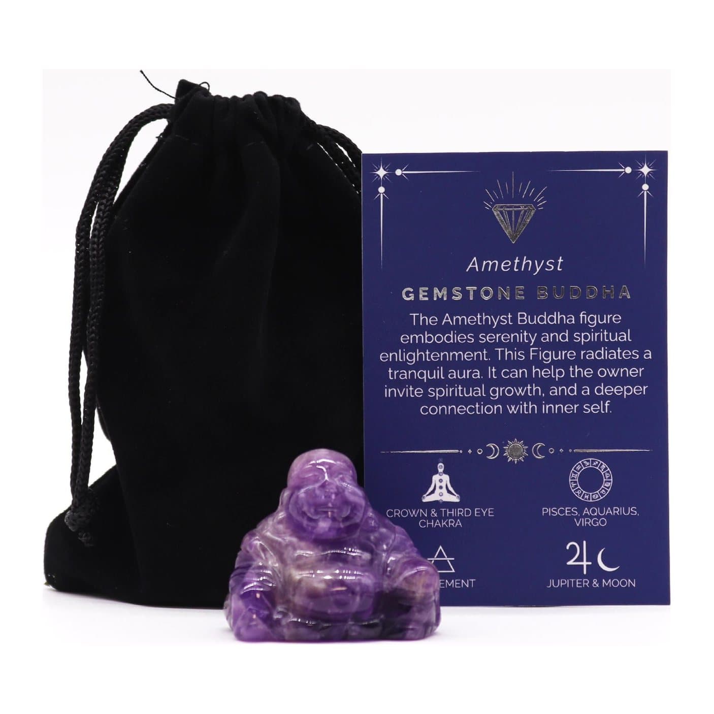 Small gemstone Buddha figure in amethyst