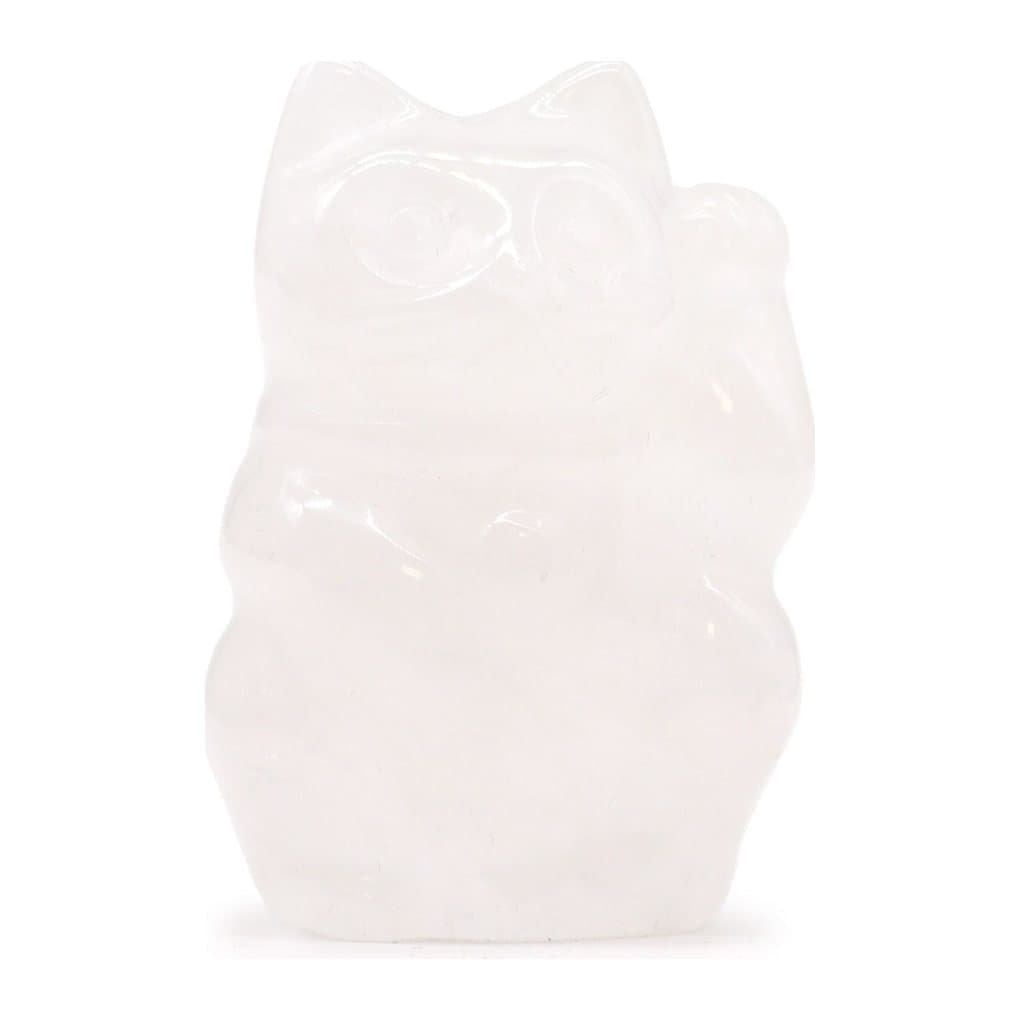 Carved rose quartz lucky cat