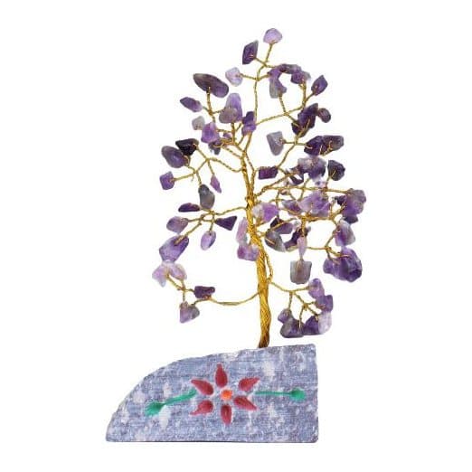 Handmade gemstone tree on a rock base