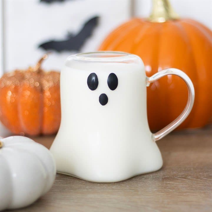 Clear glass ghost-shaped mug