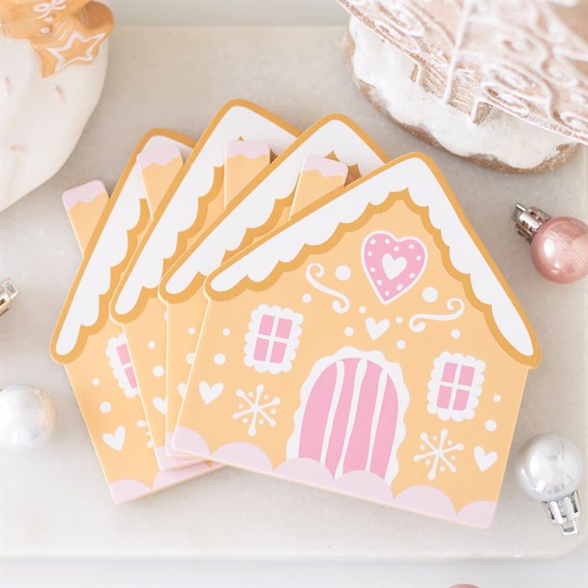 Gingerbread house coaster set