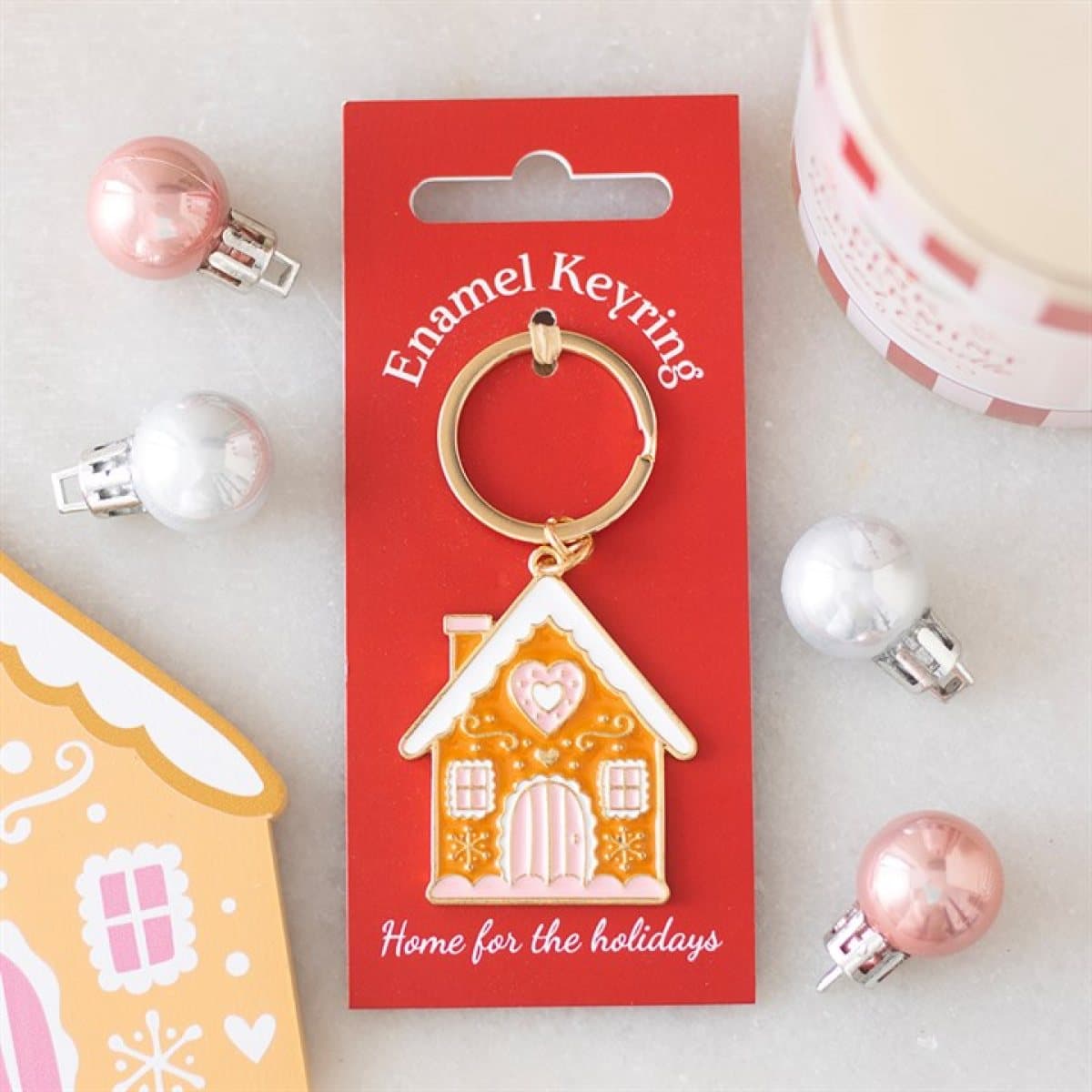 Gingerbread house keyring in alloy