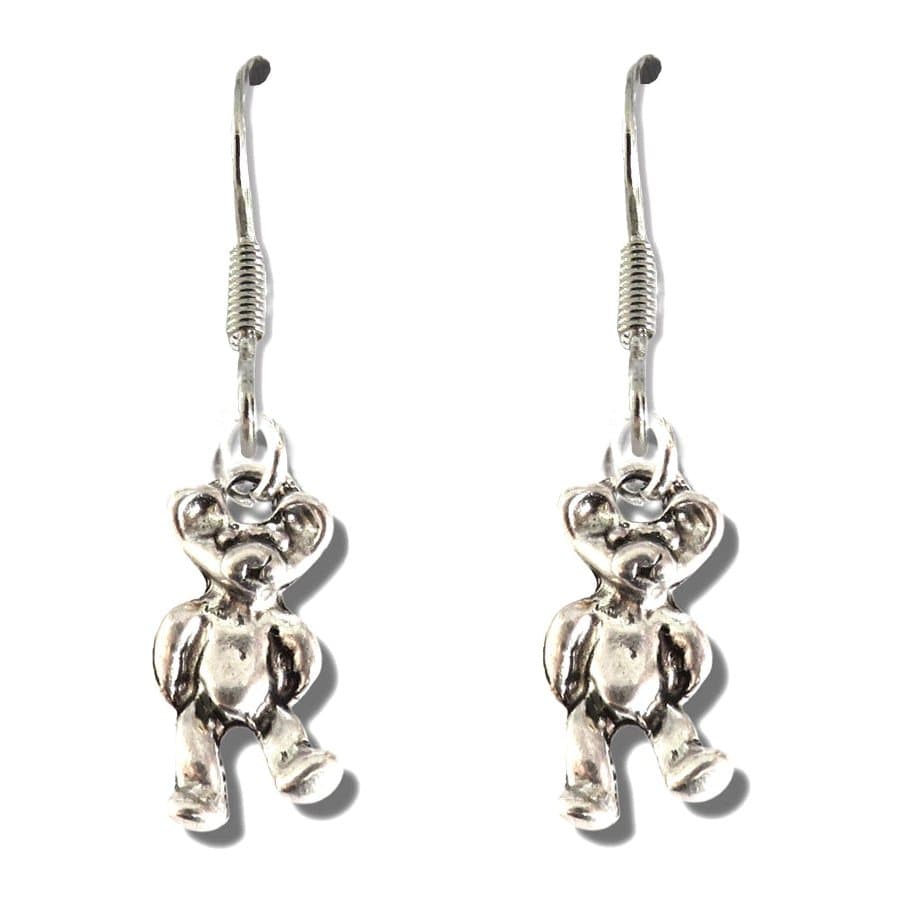 Girls teddy drop earrings with silver plated teddy bear charms