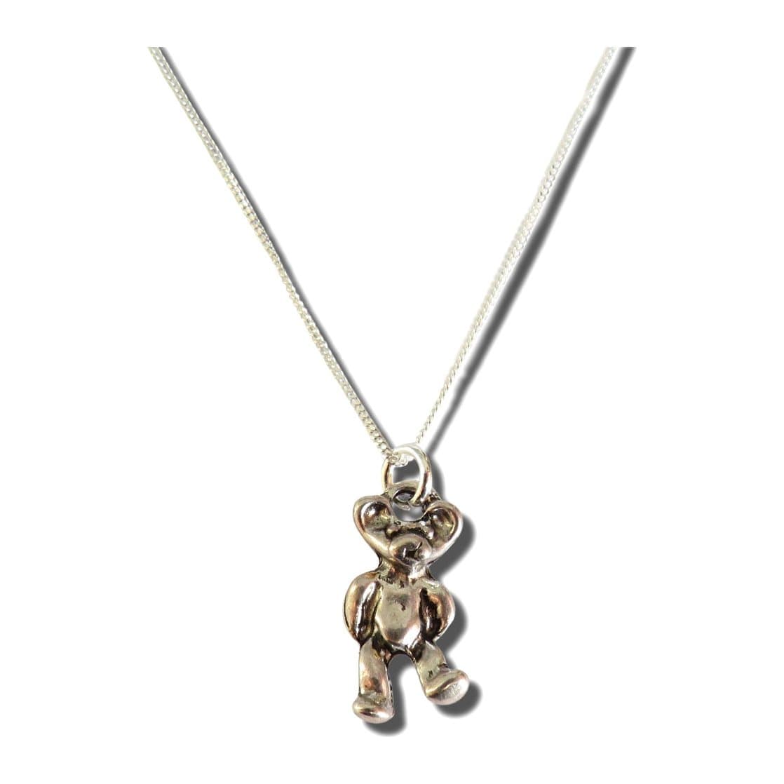 Girls teddy silver necklace with a teddy bear charm on a silver chain