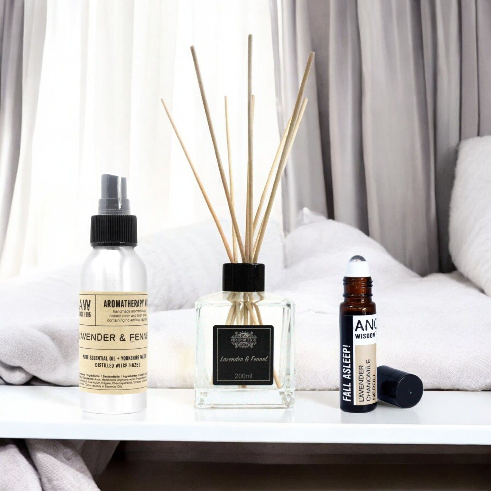 Good Sleep Kit with essential oil mist, roll-on and reed diffuser
