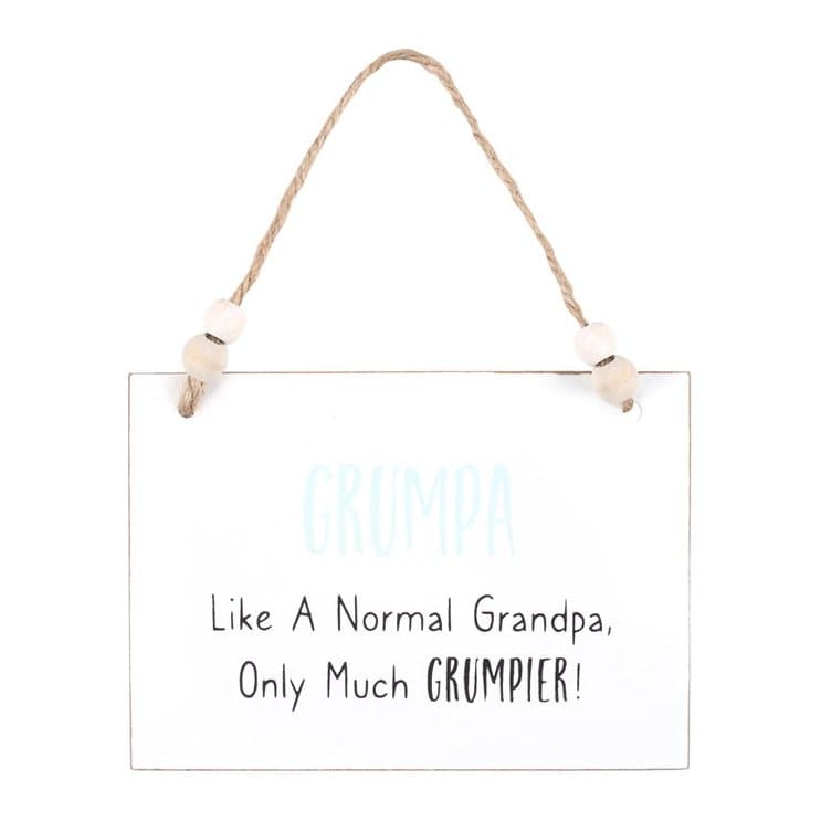White wooden Grumpa hanging sign with twine hanger