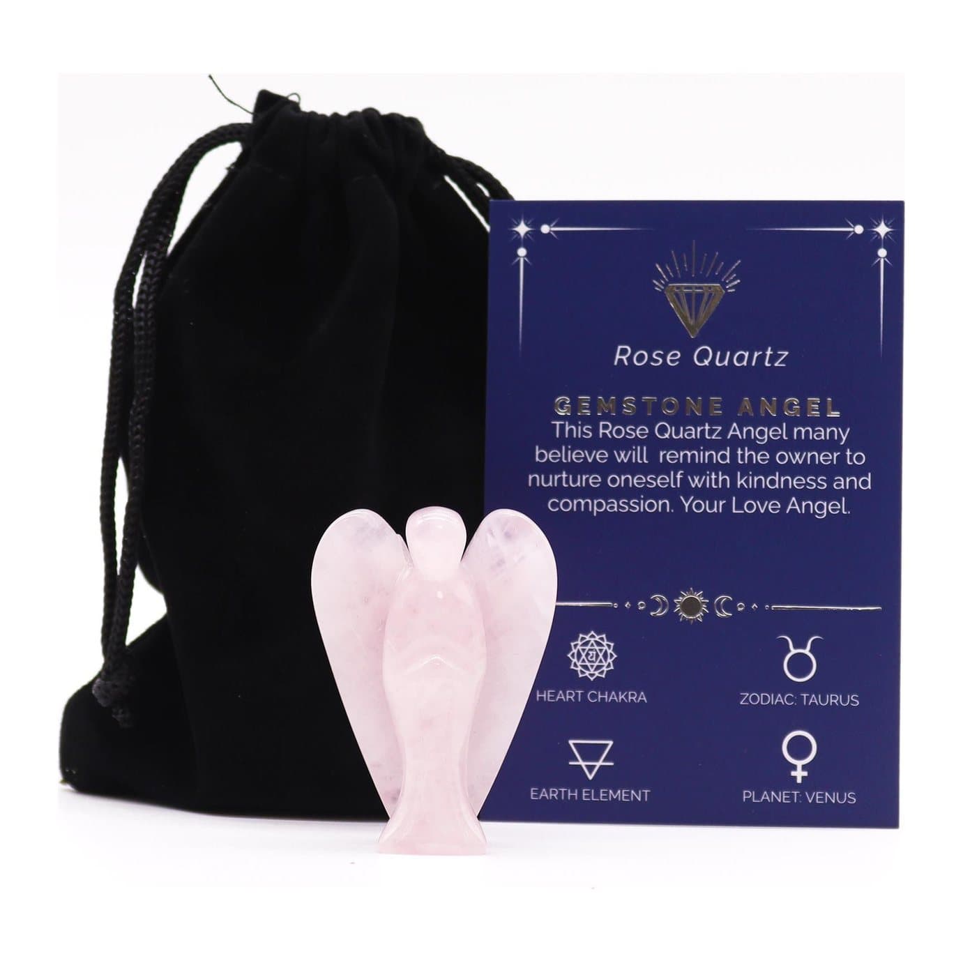 Small rose quartz angel