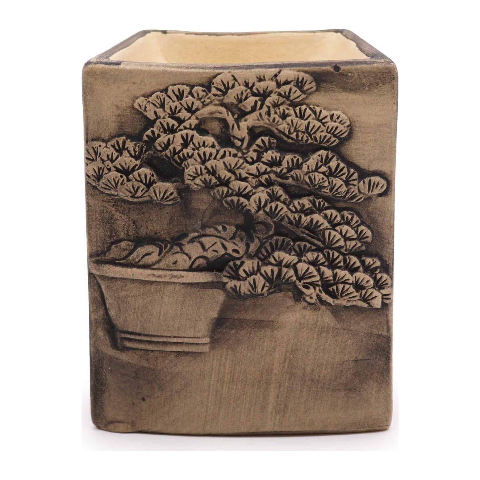 Slate hand painted ceramic oil burner with a bonsai design