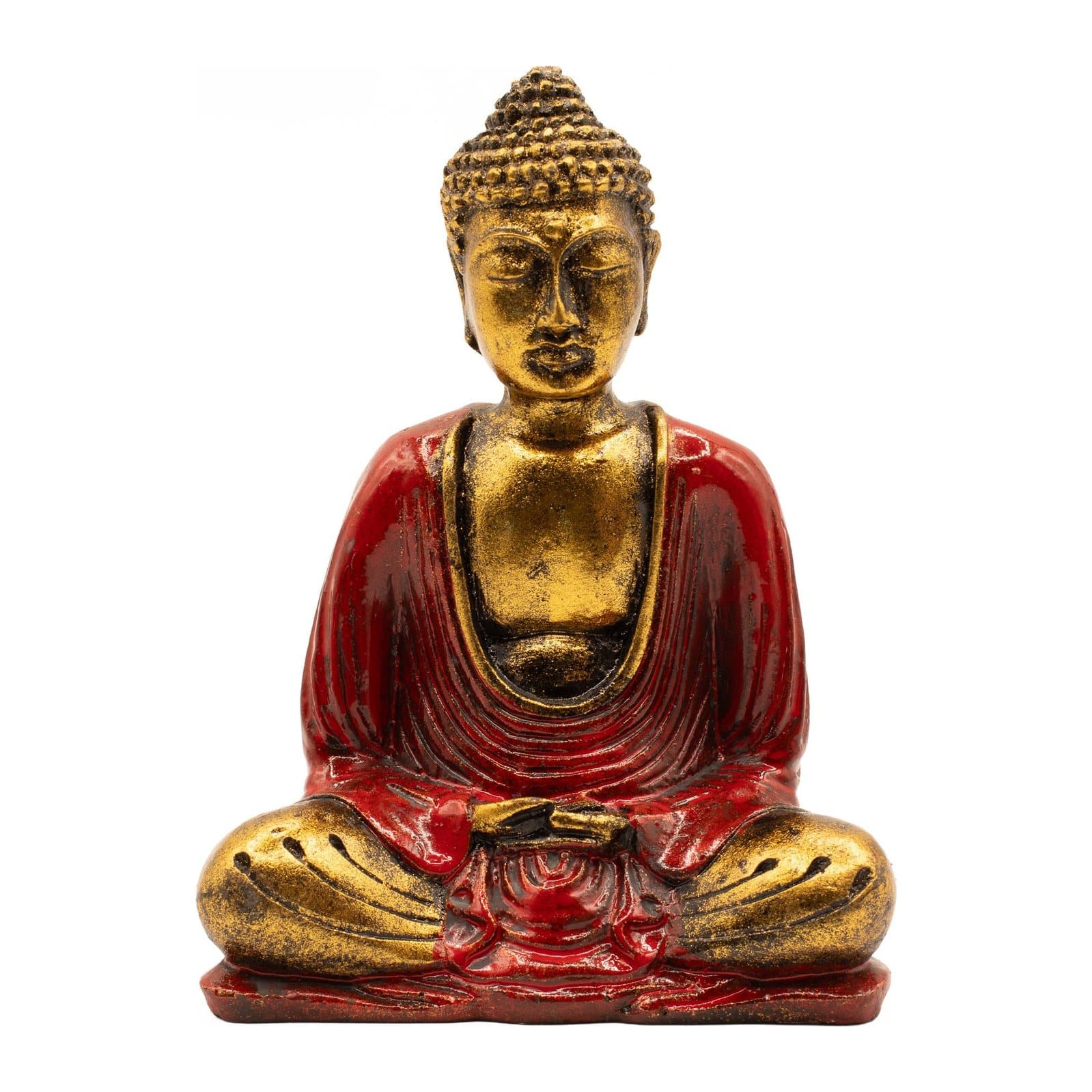 Hand-painted red and gold Buddha