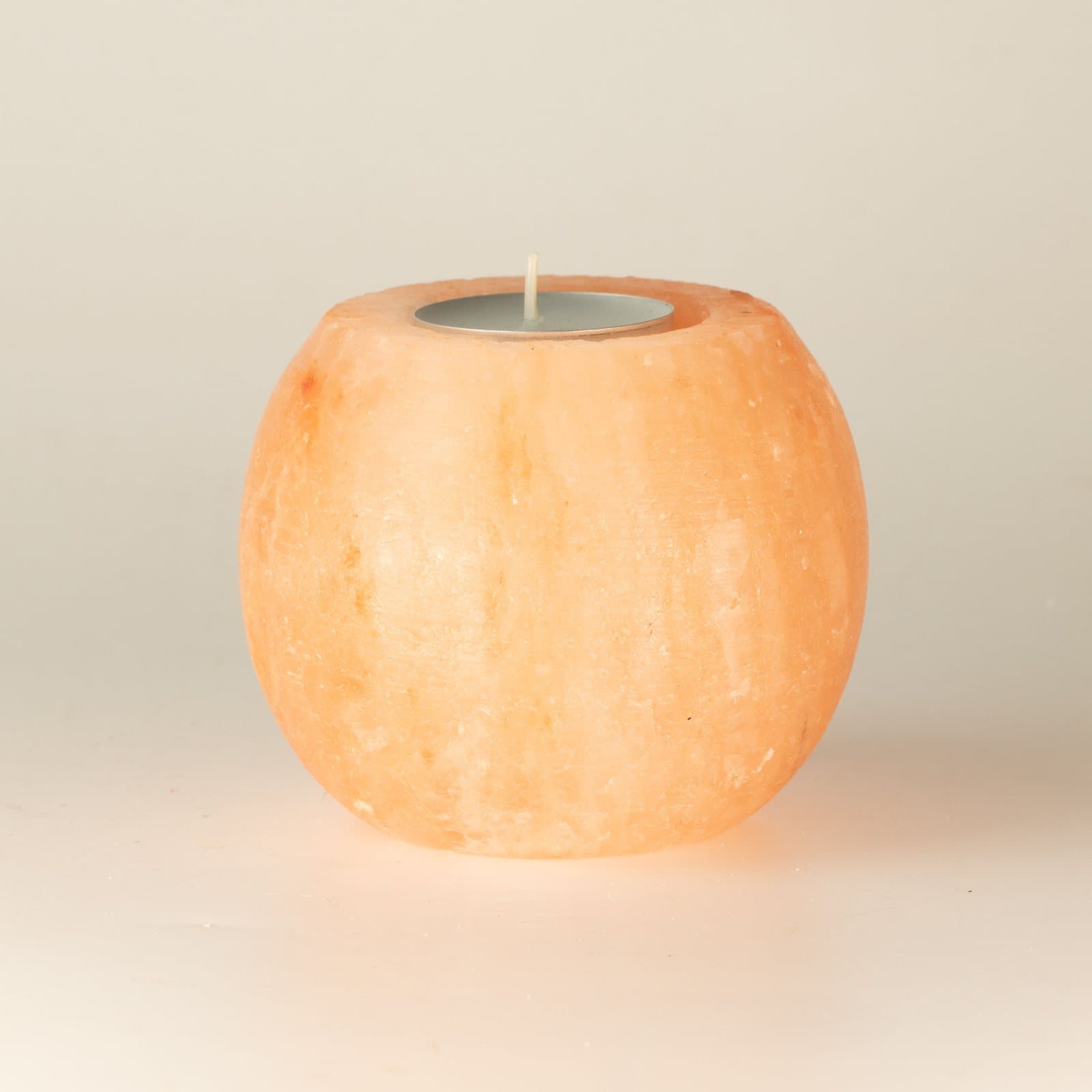 Himalayan salt tealight holder glowing pink