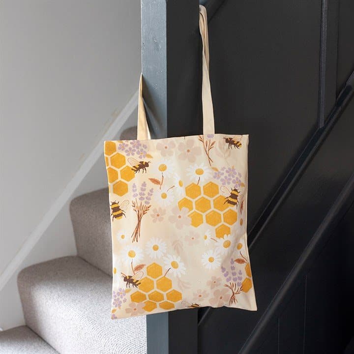 Honey bee print tote bag