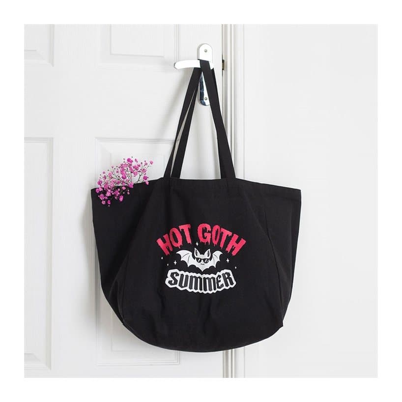 Hot Goth Summer beach tote with a bat design