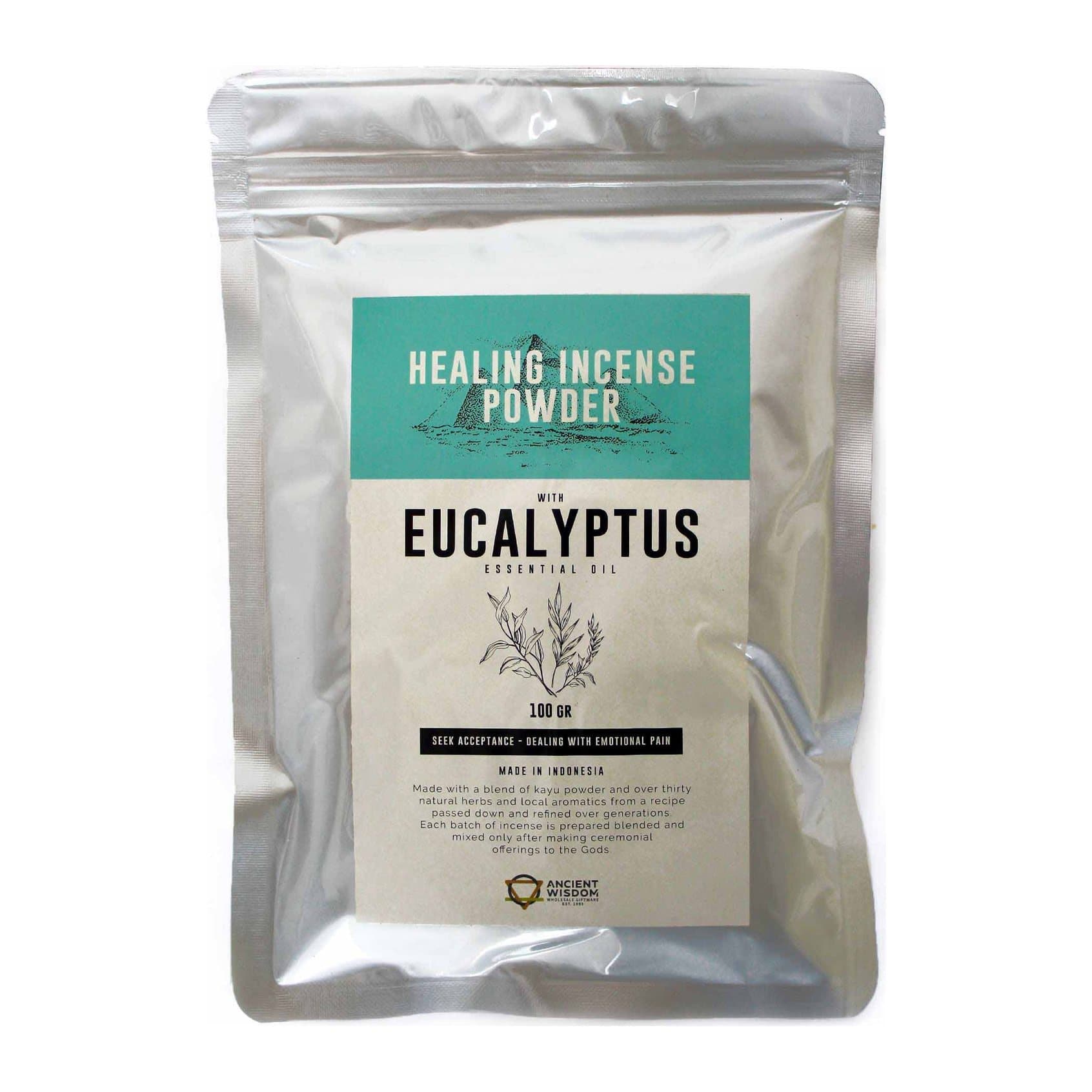 Pack of eucalyptus incense powder, 100 g