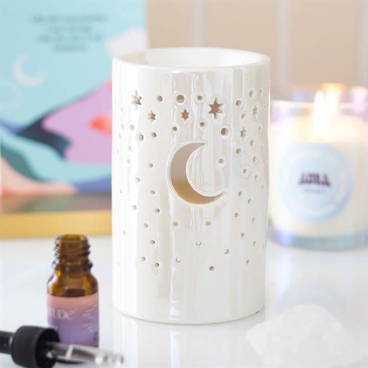 Iridescent moon pillar oil burner