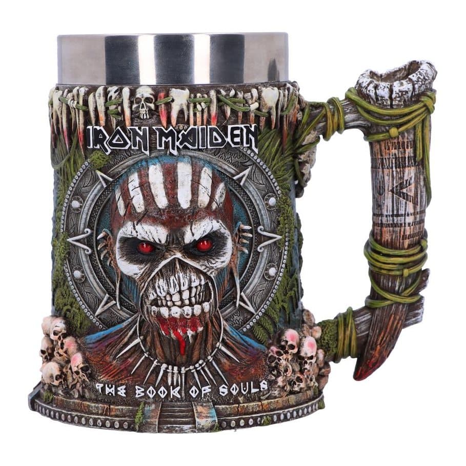 Iron Maiden Book of Souls resin tankard with zombie icon, red eyes and skulls