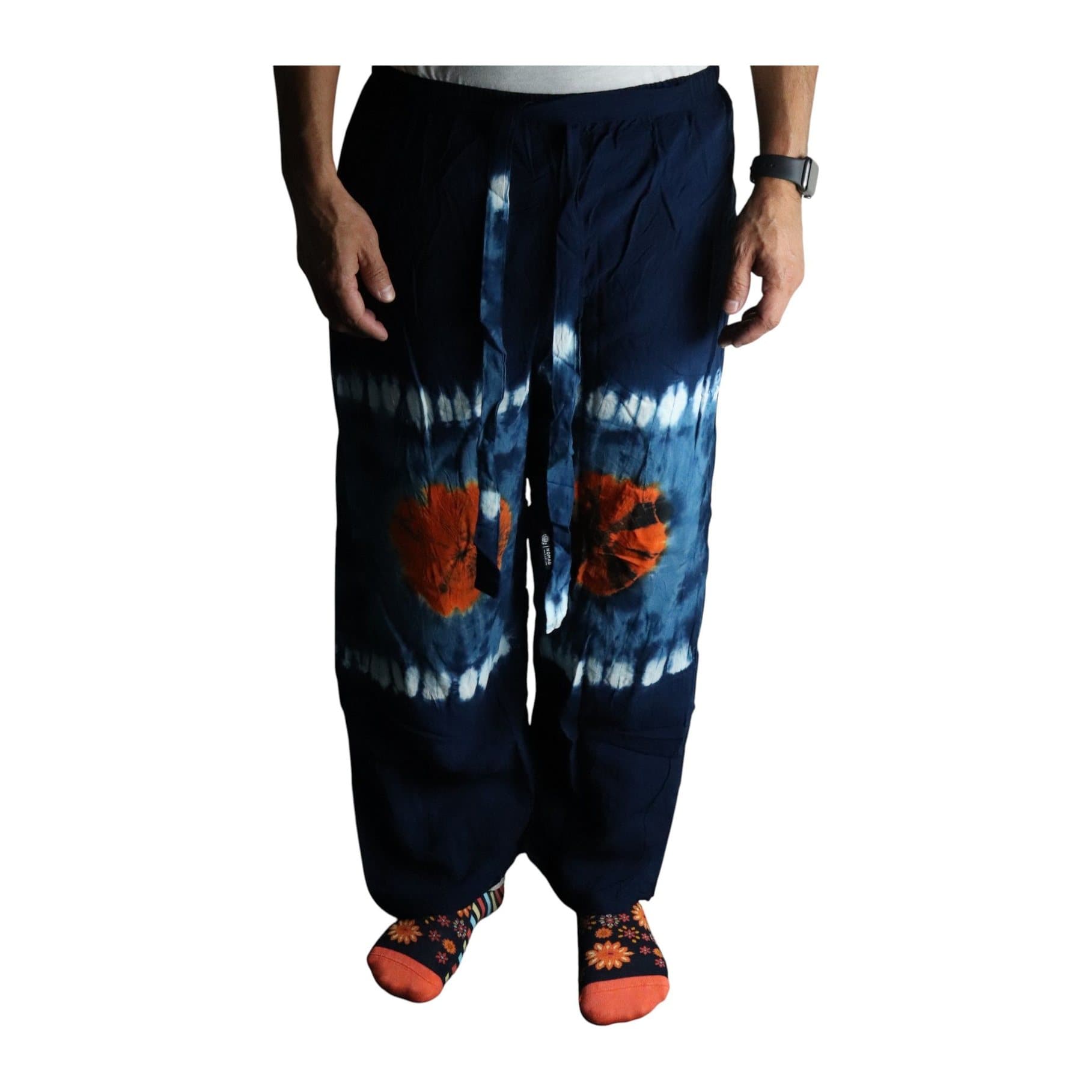 Japanese style lounge pants in a bold colour pairing