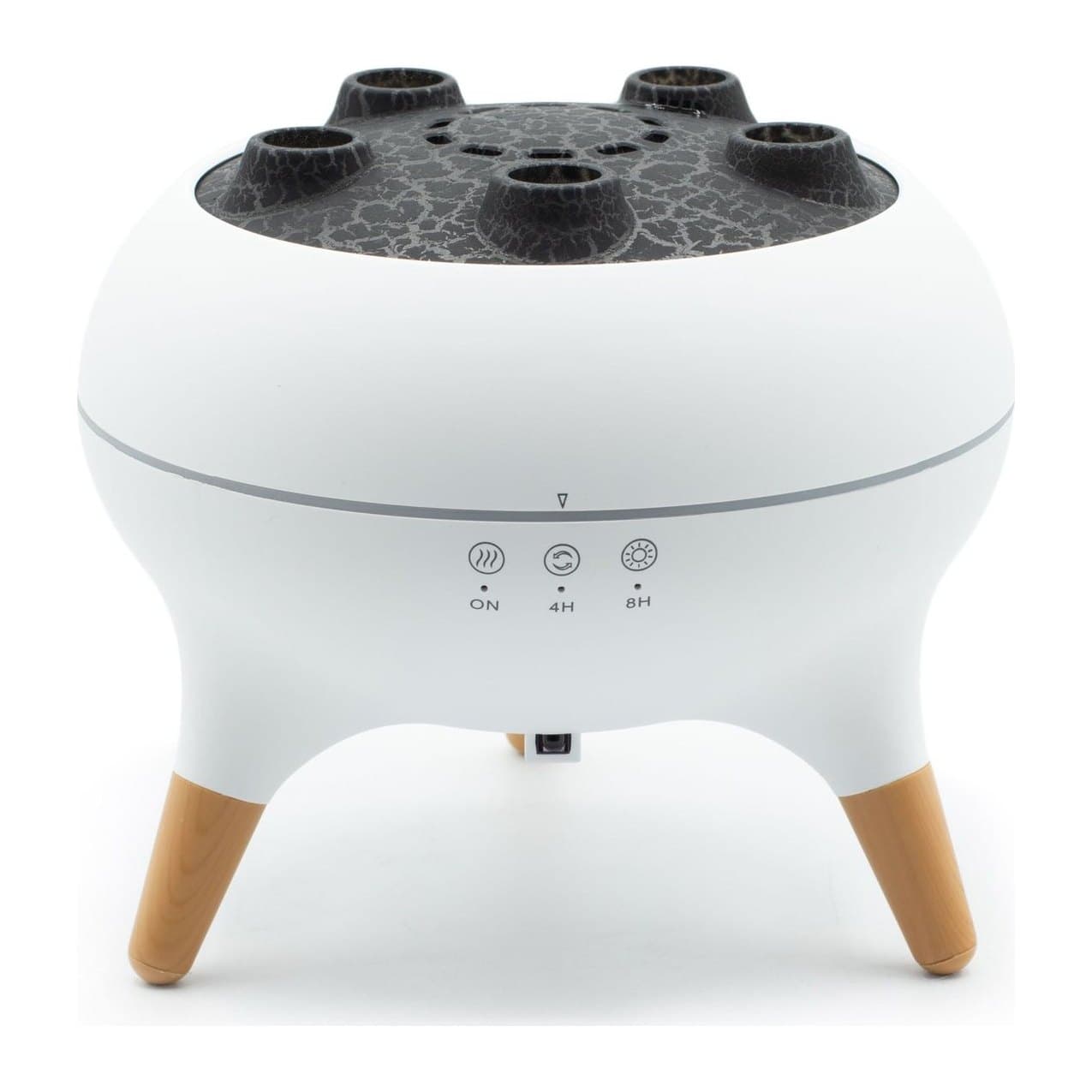 Rounded jellyfish aroma diffuser on wooden-style legs with a colour-changing LED light
