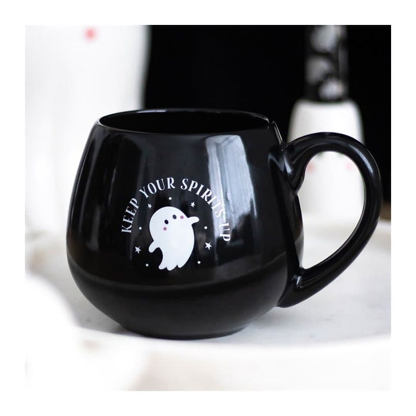Ghost mug saying Keep Your Spirits Up