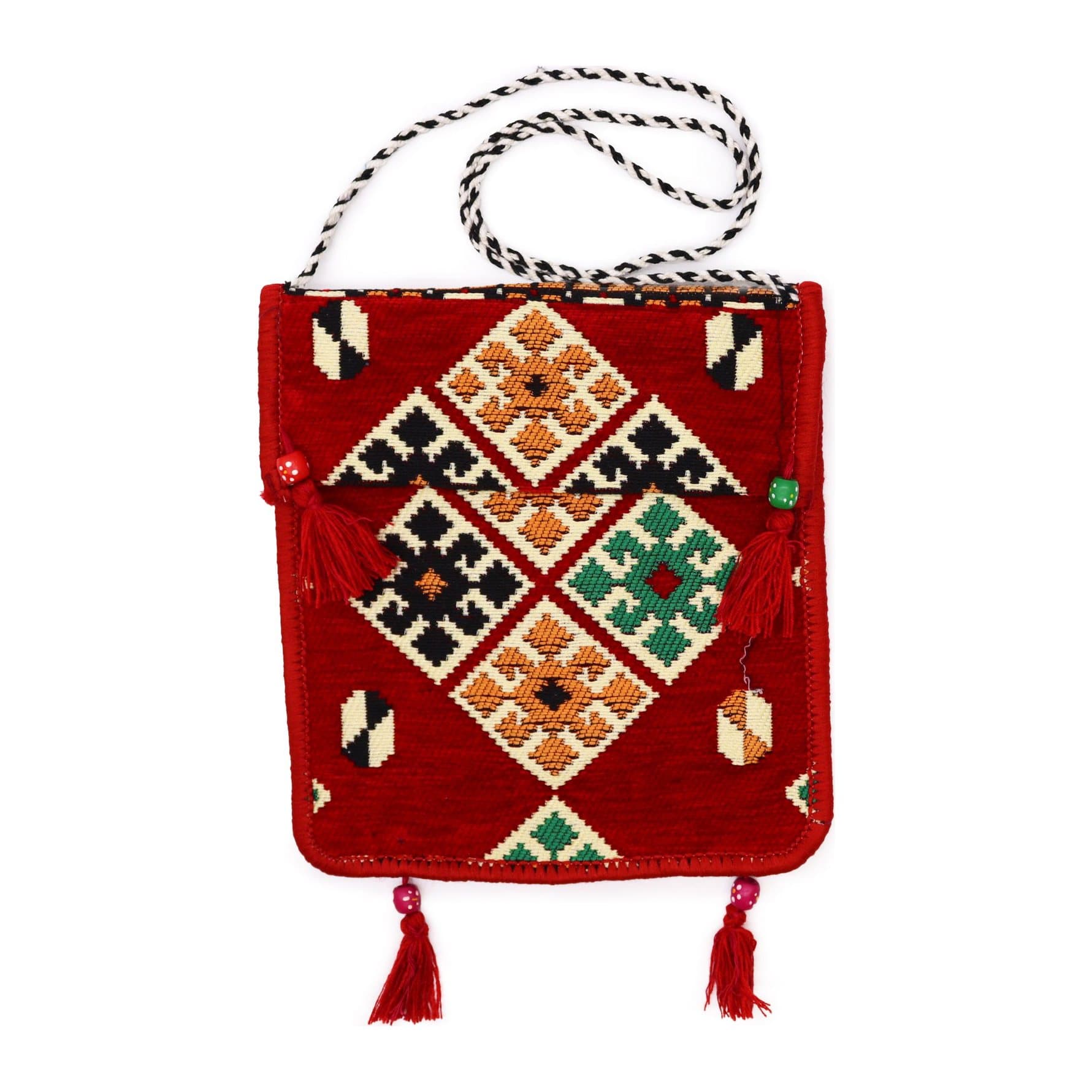 Kilim messenger festival bag with woven patterns and adjustable strap