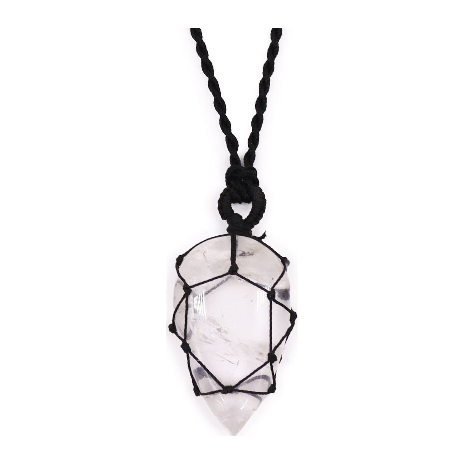 Lace-wrapped gemstone pendant