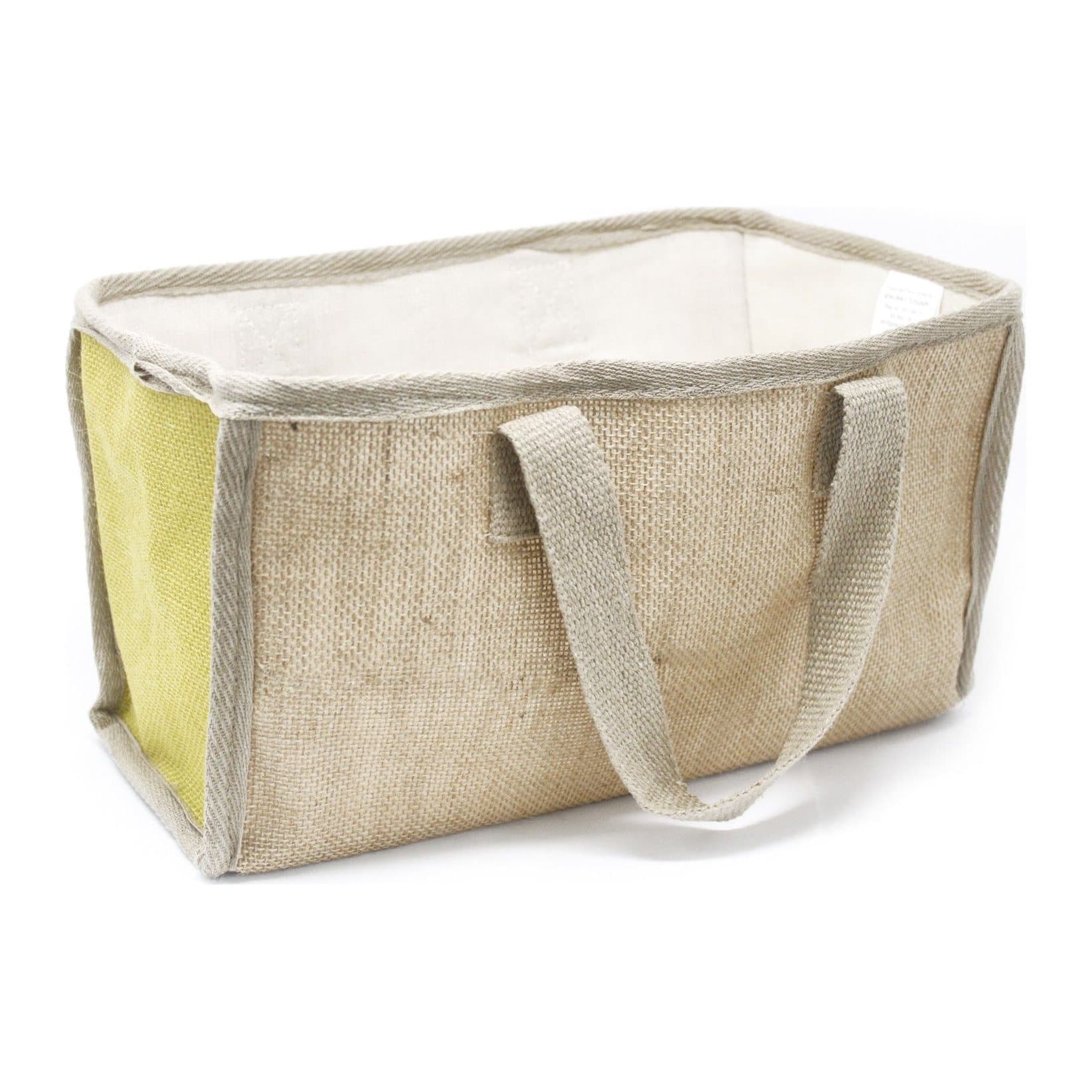 Large Olive jute and cotton shopping basket with soft handles
