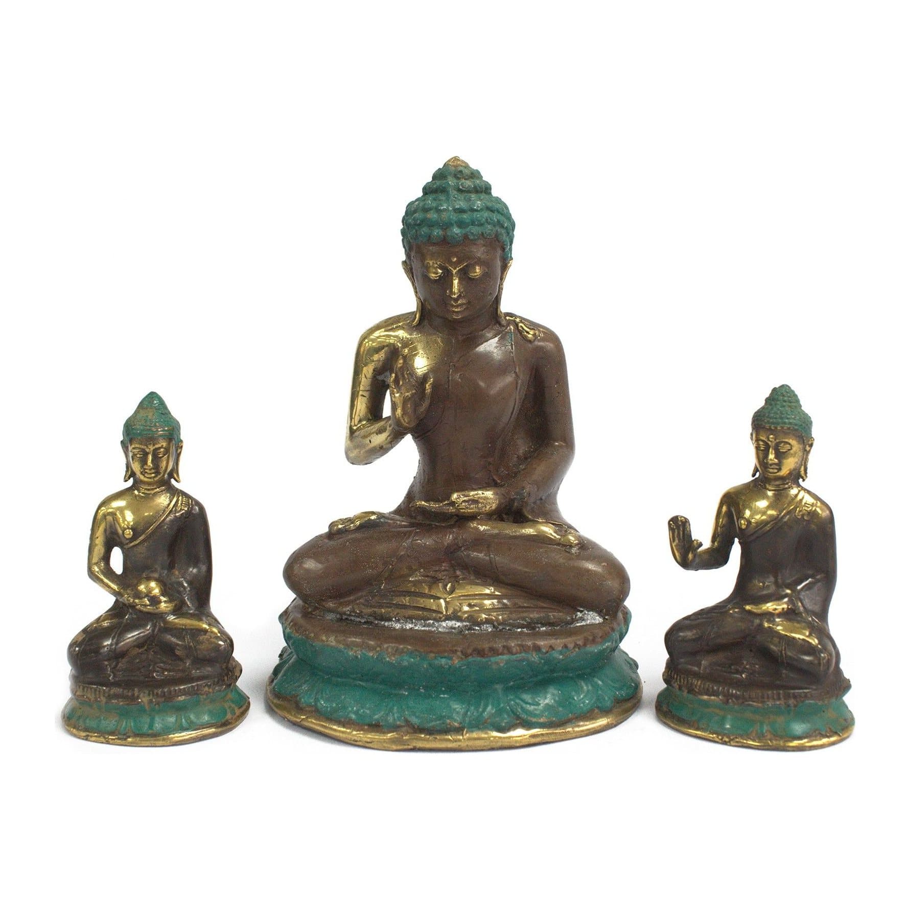 Large brass sitting Buddha ornament in a neutral colour tone