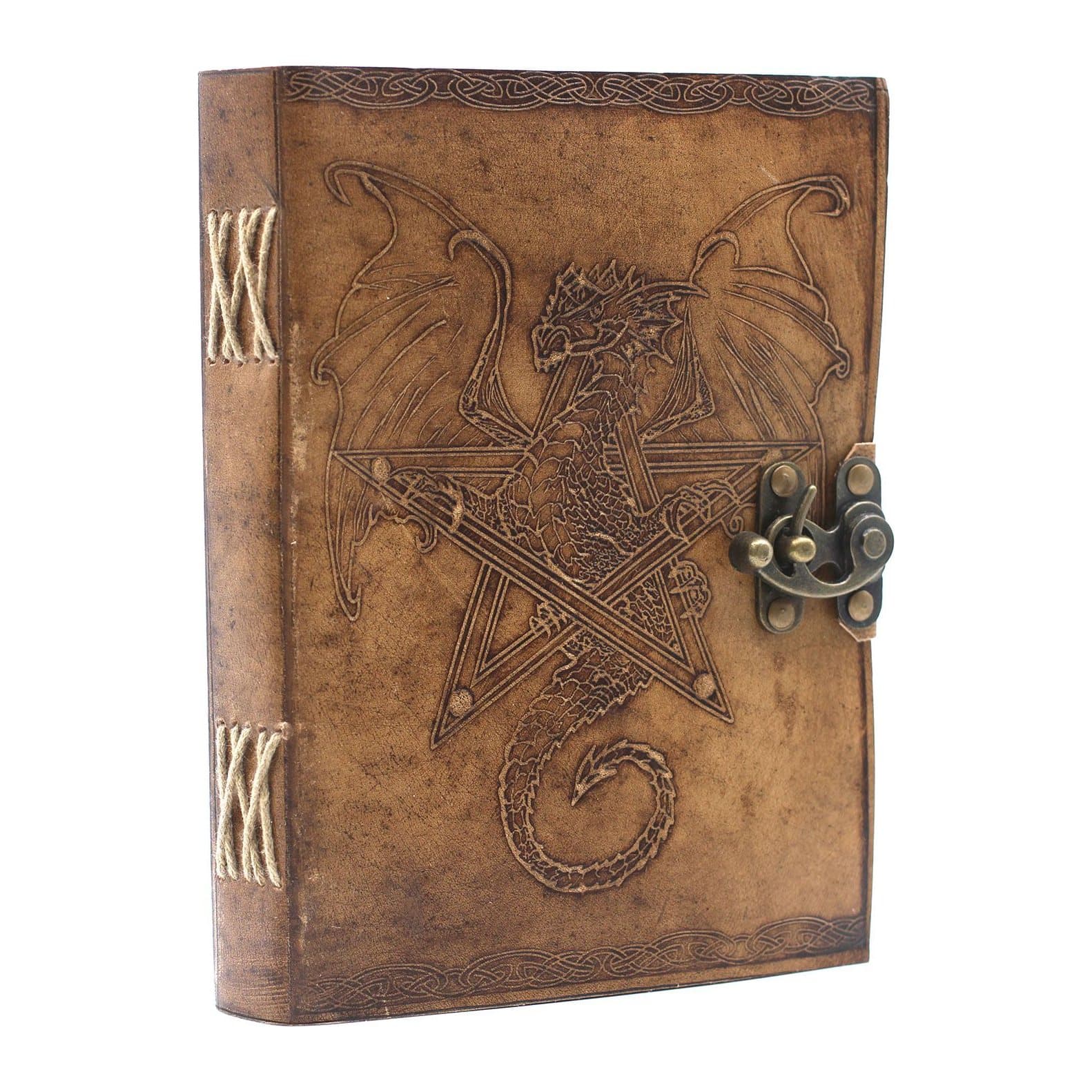 Leather dragon notebook with buckles and metal clasps