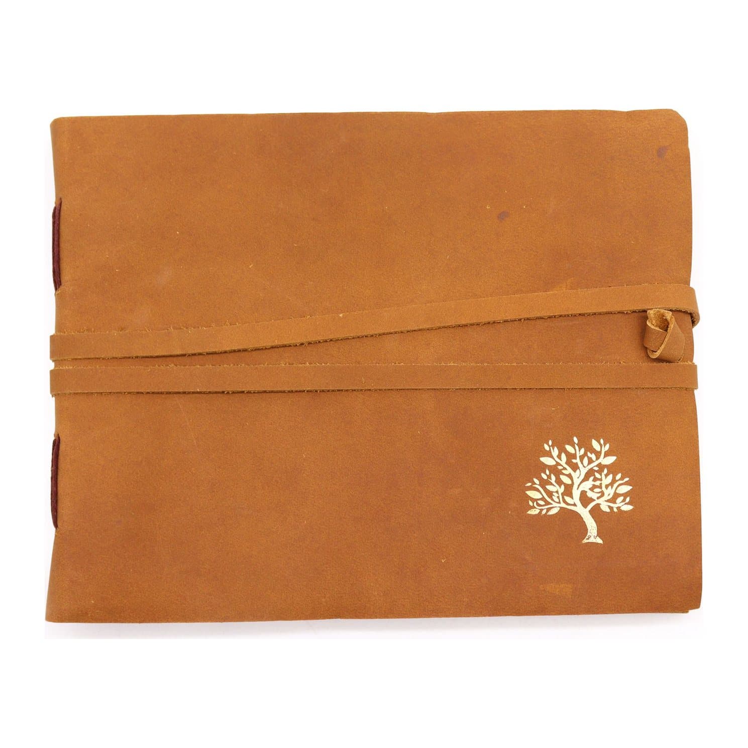 Leather sketchbook with a Golden Tree design on the cover