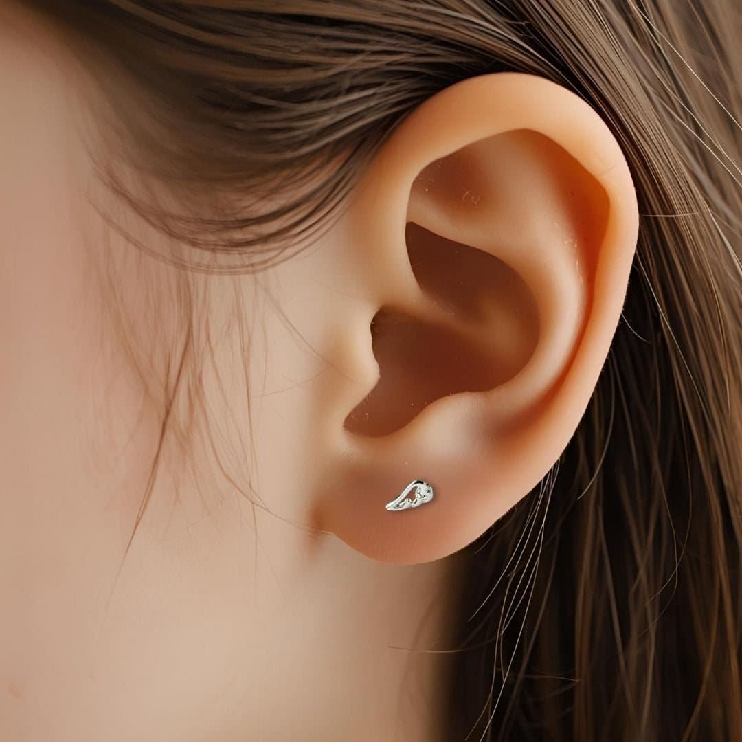 Silver angel wing stud earrings in sterling silver