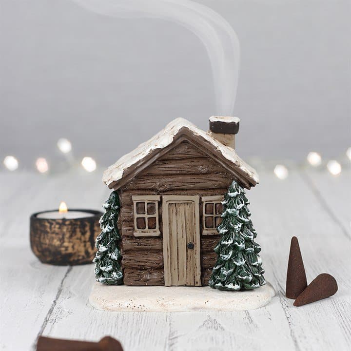 Log cabin incense cone burner