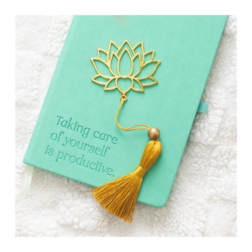 Metal lotus flower bookmark finished with a soft tassel