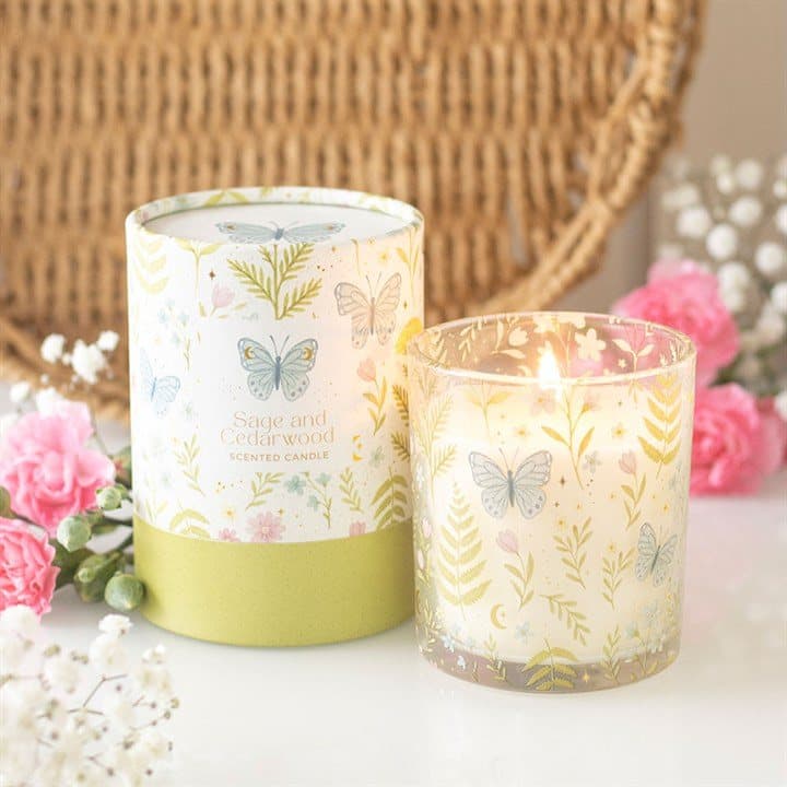 Luna Bloom butterfly sage and cedarwood candle