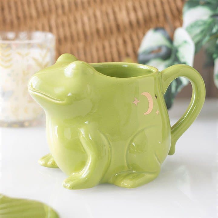 Frog-shaped mug on a lily pad saucer