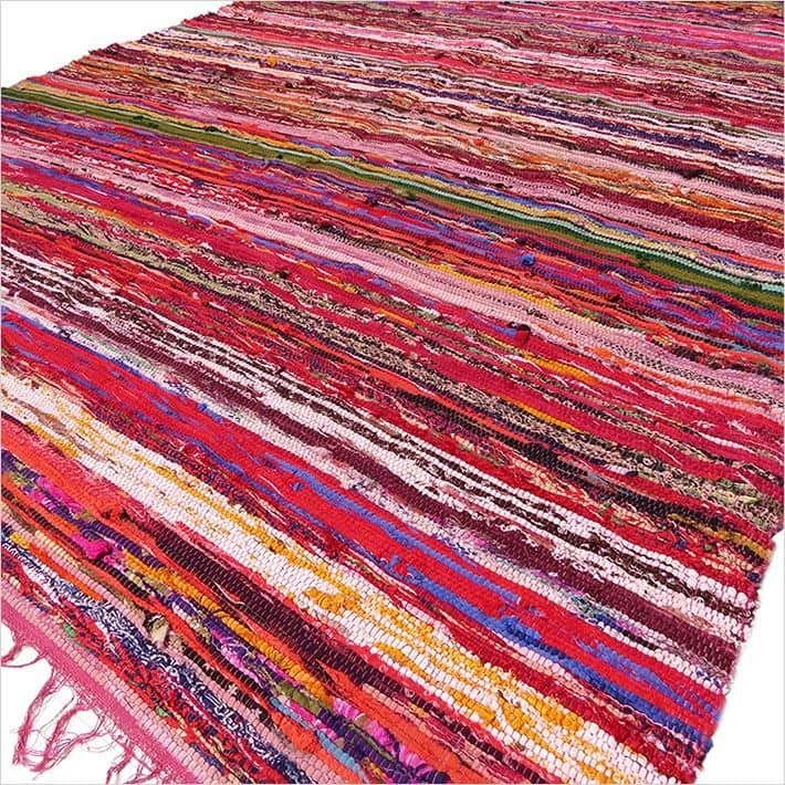 Red Luxury Rag Rug in the Indian Rag Rugs range