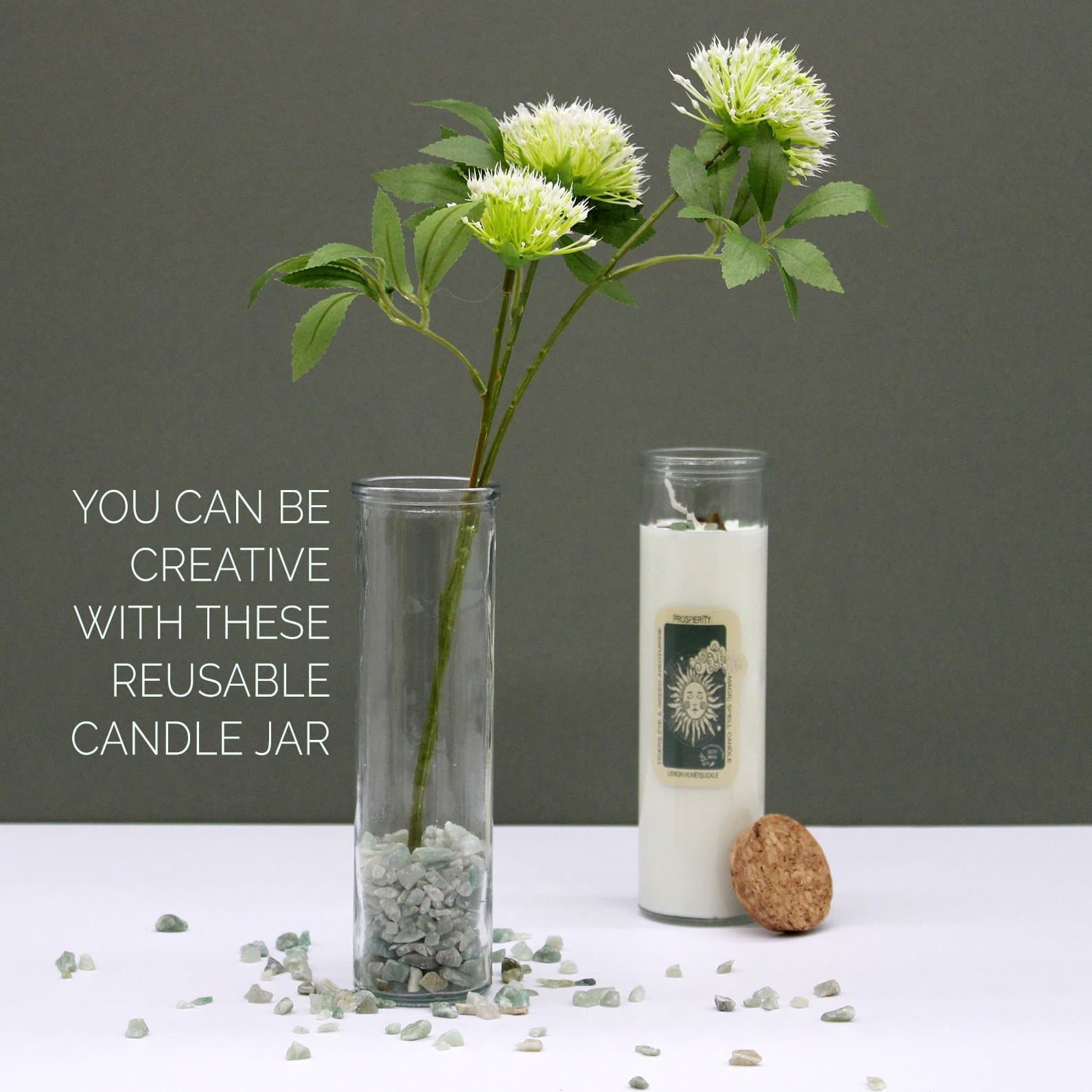 Soy wax Balance candle in a glass tube with gemstones