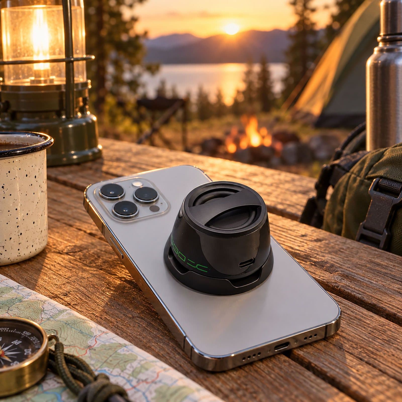 Magnetic mini speaker on the back of a phone