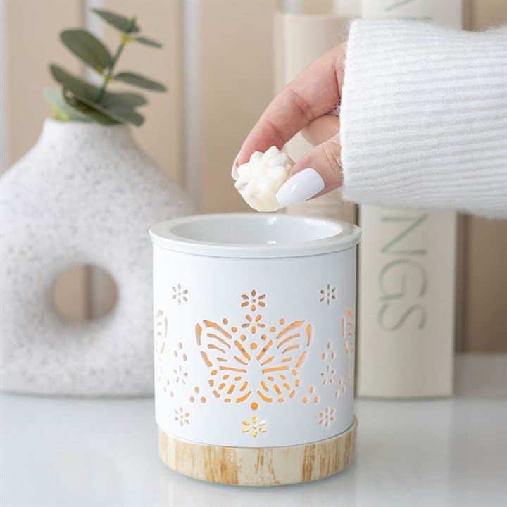 White matte butterfly oil burner