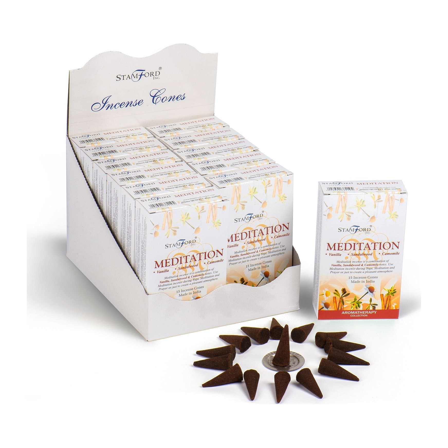 Meditation incense cones pack of 2 with bamboo sticks