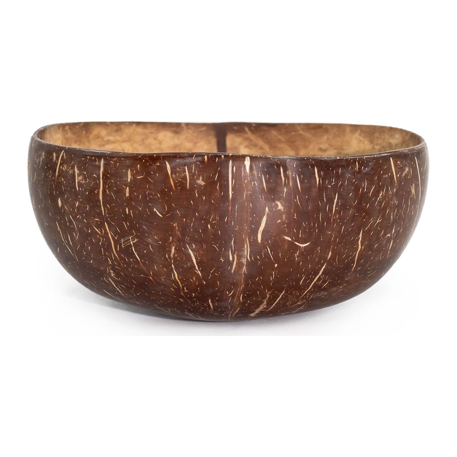 Polished medium natural coconut shell bowl
