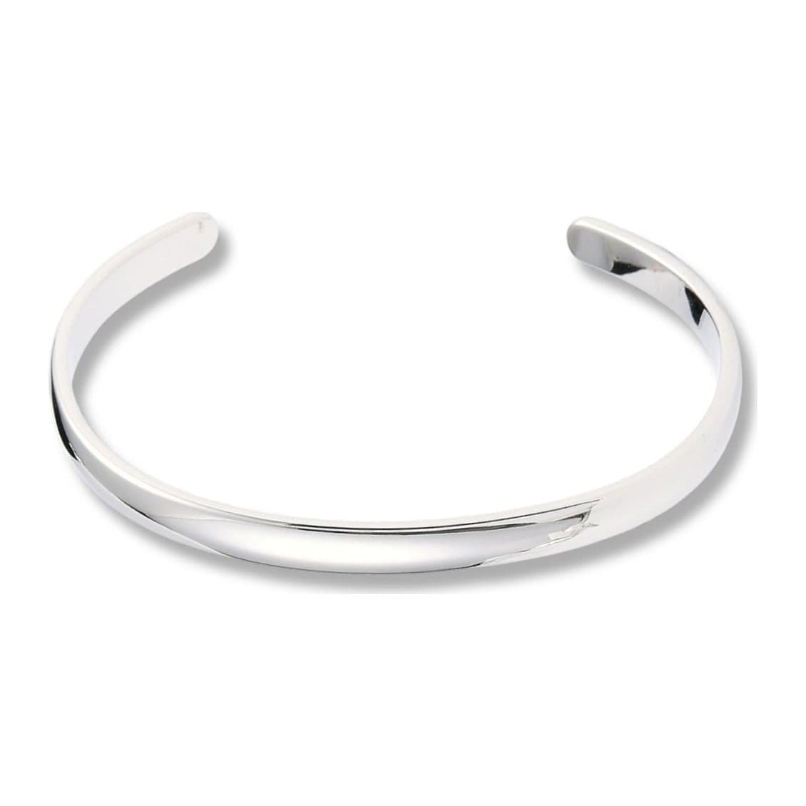 A polished silver stainless steel men's bangle