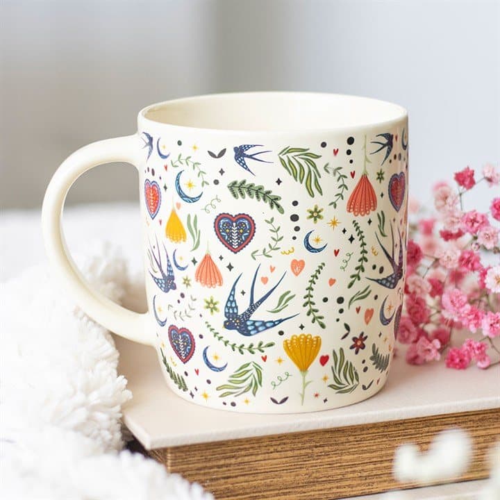 Cream Midnight Bloom floral mug