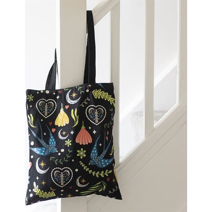 Black floral print Midnight Bloom tote bag