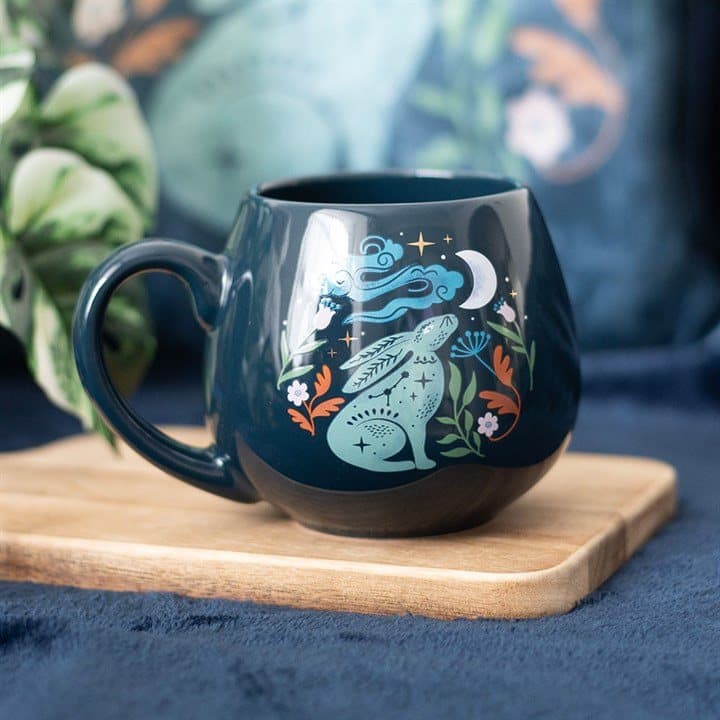 Mug with a moon gazing hare