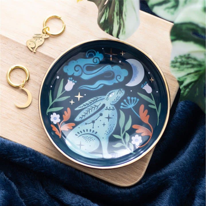 Midnight hare trinket dish