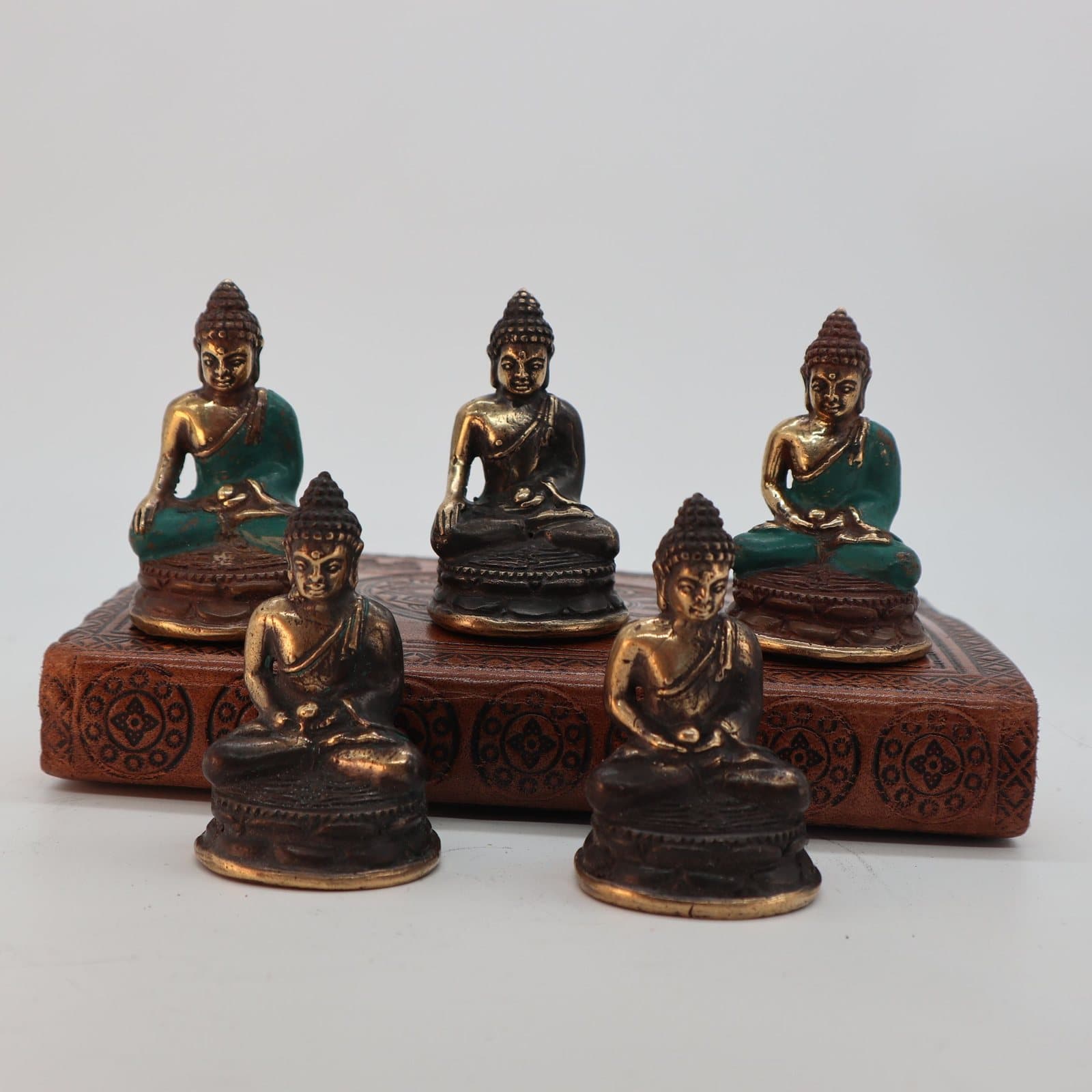 Mini brass meditating sitting Buddha ornament